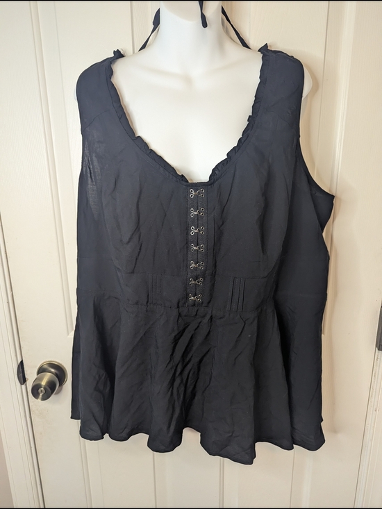 torrid Tops - Torrid Black Babydoll Challis Corset Top Sleeveless Peplum Hook-Eye Plus Size 2